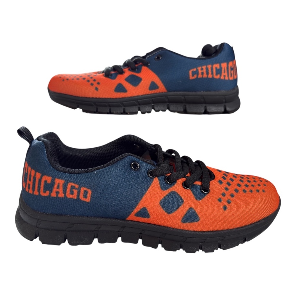 Custom Chicago Bears Orange Navy Sneakers Streetwear NFL Casual Mens 5/Women 7